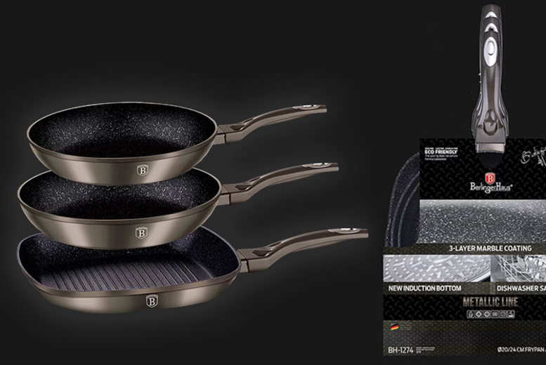 €29.99 instead of €83.82 (from Sweet Walk) for a Berlinger Haus three-piece fry and grill pan set - save 64%