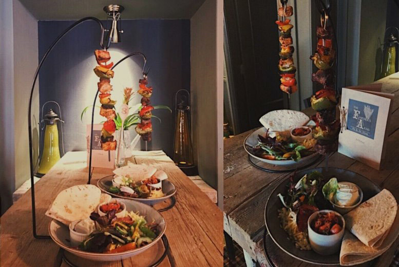 £16 instead of £36.40 for two hanging kebabs with a bottle of wine for two people or £19 with a bottle of prosecco at The Farmer’s Arms, Durham – save up to 56%