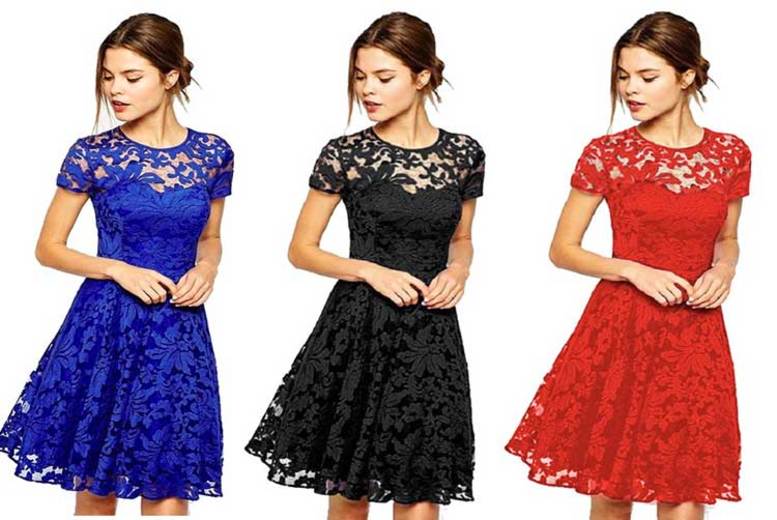 £9.99 instead of £70 (from Boni Caro) for a lace cocktail dress - choose from three colours and save 86%