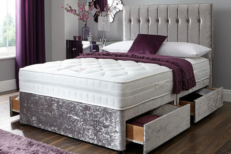 From €229 instead of €461.98 (from FTA Furnishing) for a crushed velvet divan bed - choose from two colours, two or four drawers and save up to 50%