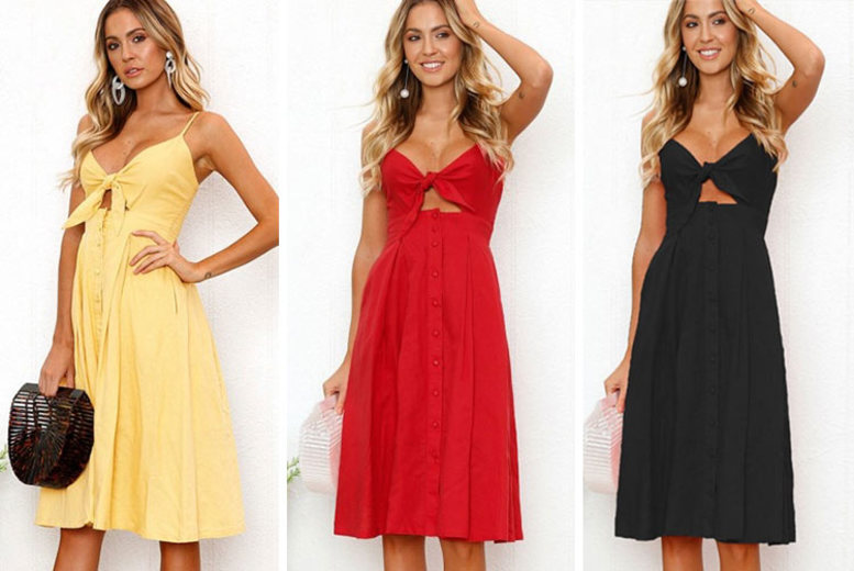 €12 instead of €44.34 (from Blu Fish) for a strappy button down dress – choose from seven colours and save 73%