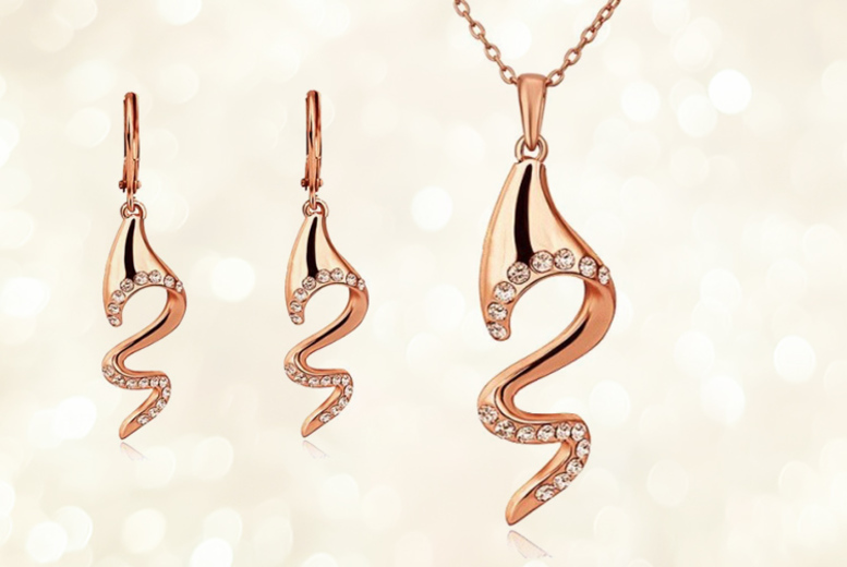 €9.99 instead of €88.57 (from Your Ideal Gift) for a rose gold crystal lightning jewellery set - save 89%