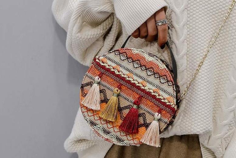€8.98 instead of €38.16 (from YelloGoods) for a bohemian tassel bag – choose from two colours and save 76%