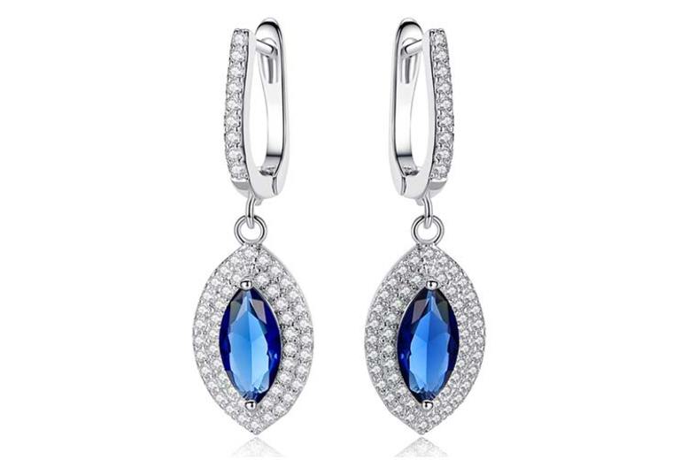 €9.99 instead of €64.27 (from Your Ideal Gift) for a pair of crystal embellished sapphire marquis drop earrings – save 84%