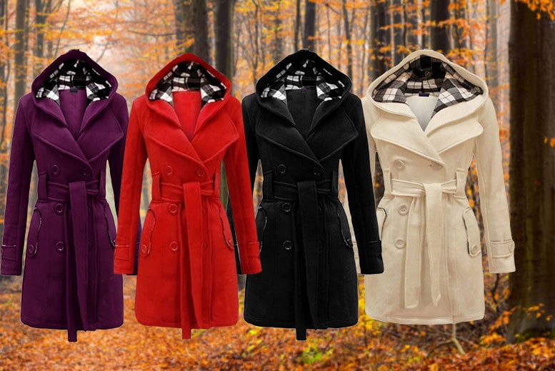 ladies trench coat with hood uk