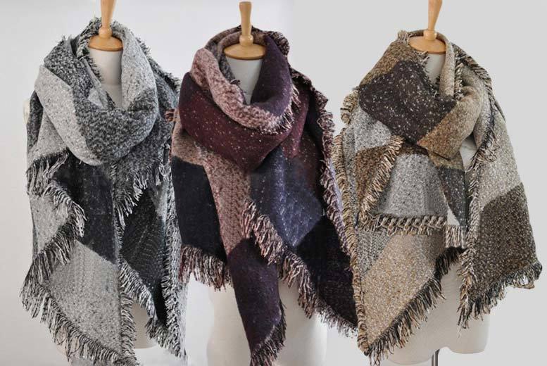 €12 instead of up to €56 (from Blu Fish) for an oversized blanket scarf - choose from grey, wine or brown colours and save 79%