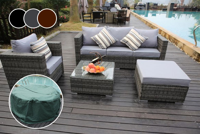 309 Instead Of 1 049 98 From Dreams Outdoors For A Monaco Five Monaco 5 Seater Rattan Outdoor Furniture Set With Optional Cover 3 Colours Get A Five Sofa In Your Choice Of Black Or Grey
