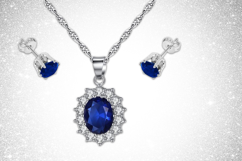 €14 instead of €80.30 (from Gemnations) for a blue princess pendant and cubic zirconia earrings set - save 83%