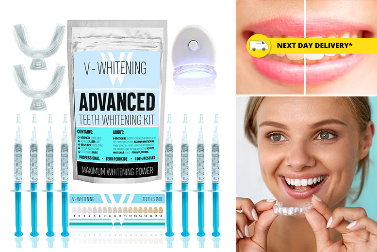 €11.99 instead of €55.81 (from V-Whitening) for a six-gel teeth whitening kit, €14.99 for an eight-gel kit - save up to 79% + NEXT DAY DELIVERY!