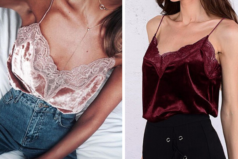 €8.99 instead of €34 (from Blu Fish) for a lace velvet cami vest - choose from four colours save 77%
