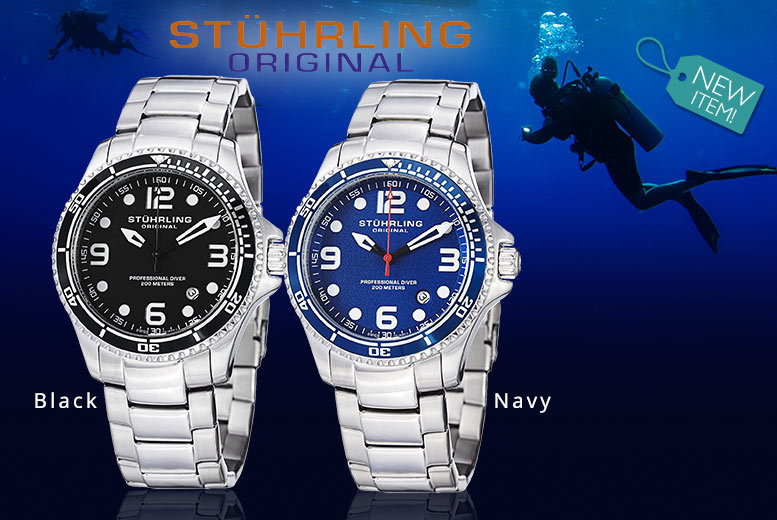 €99 instead of €854.10 (from Stuhrling) for a men's 'Aquadiver' watch - choose between four designs and save 88%