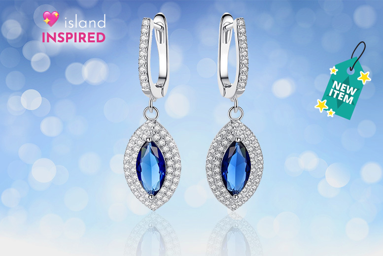 €11.99 instead of €66.28 (from Your Ideal Gift) for a pair of crystal embellished sapphire marquis drop earrings – save 82%