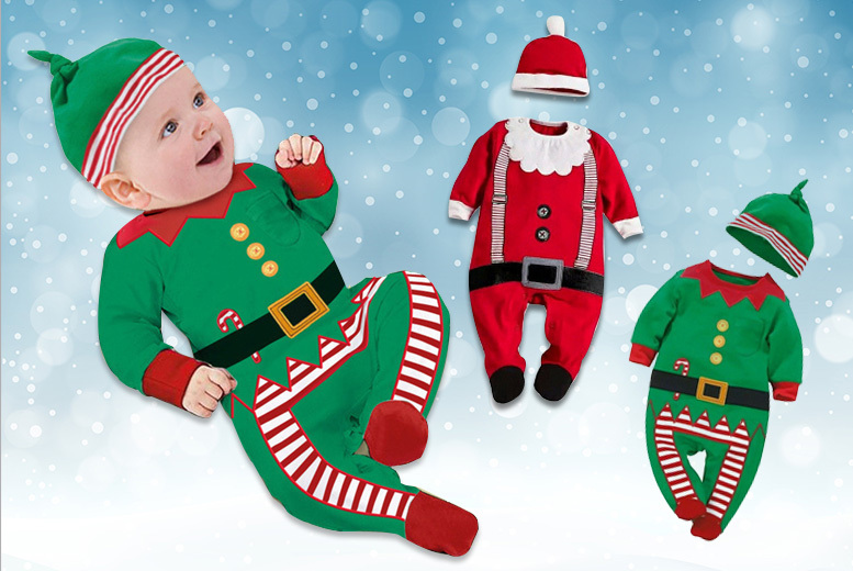 €9.99 instead of €27 (from Charles Oscar) for a baby Christmas outfit – choose from two adorable designs and save 63%