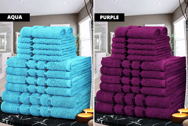 €19.99 instead of €51.77 (from Fusion Online) for a 12-piece Egyptian cotton towel bale with satin stripe detail - choose from 10 colours and save 62%